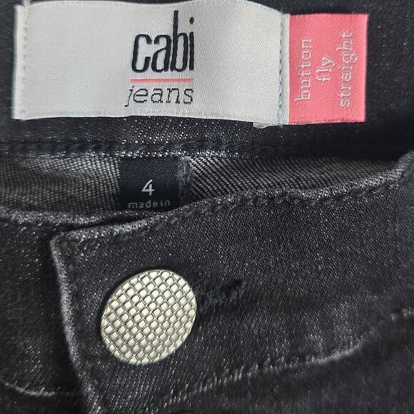 Cabi Black Exposed Button Fly Straight Leg Women's Denim Jeans 4 - Picture 3 of 4